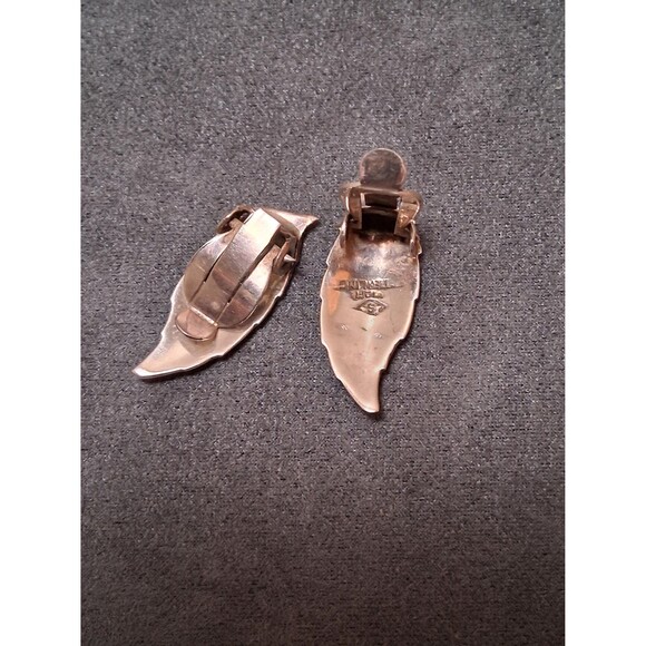 Vintage Siam Sterling Brooch Earrings Leaf Set - Picture 5 of 5